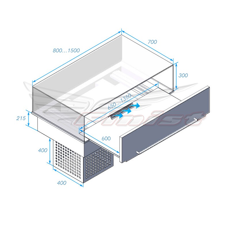 Встраиваемая горизонтальная кондитерская холодильная витрина FINIST GLASSIER SLIDE GS-8/7/3
