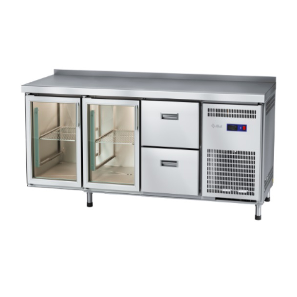 картинка Стол холодильный Abat СХН-70-02 (2 двери-стекло, ящики 1/2)
