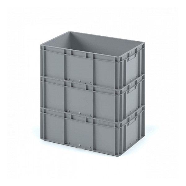 картинка Пластиковый ящик Plast 600x400x420 (ЕС-6442) серый с усиленным дном