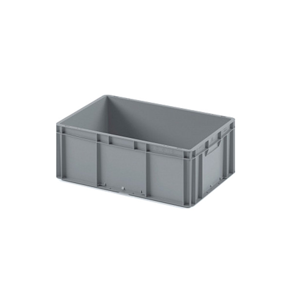 картинка Пластиковый ящик Plast 600x400x220 (ЕС-6422) серый с гладким дном