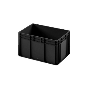 картинка Пластиковый ящик Plast 600x400x320 (ЕС-6432) черный с гладким дном